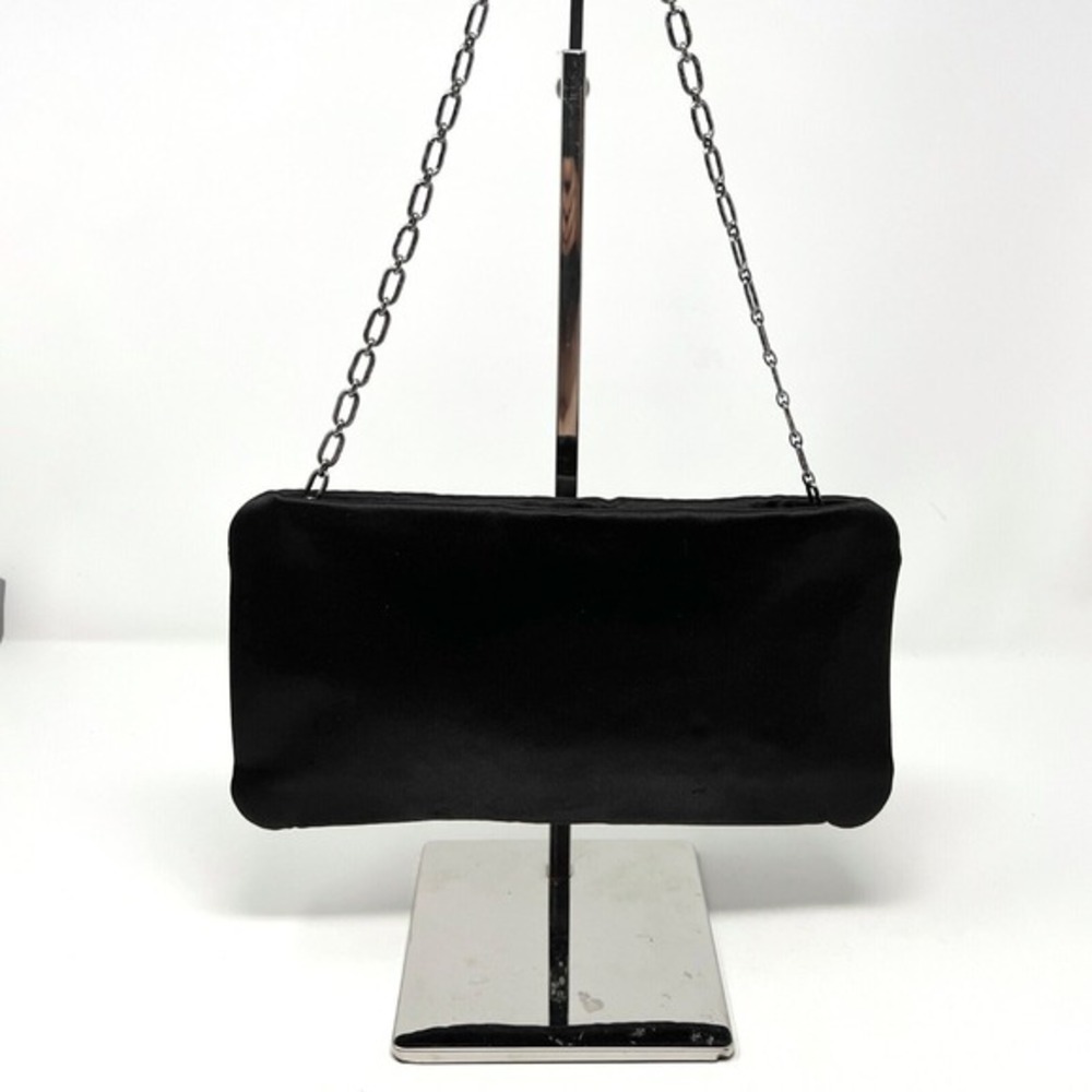 Chanel Black Satin Crystal CC Clutch‎ Chain Shoulder Bag - Picture 8 of 9